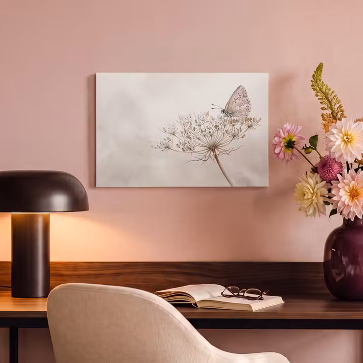Vlinder - Bloem -Natuur - Beige canvas 2cm klein -sfeer4