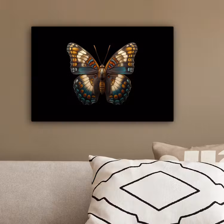 Vlinder - Kleurrijk - mozaïekachtig canvas 2cm klein -sfeer3