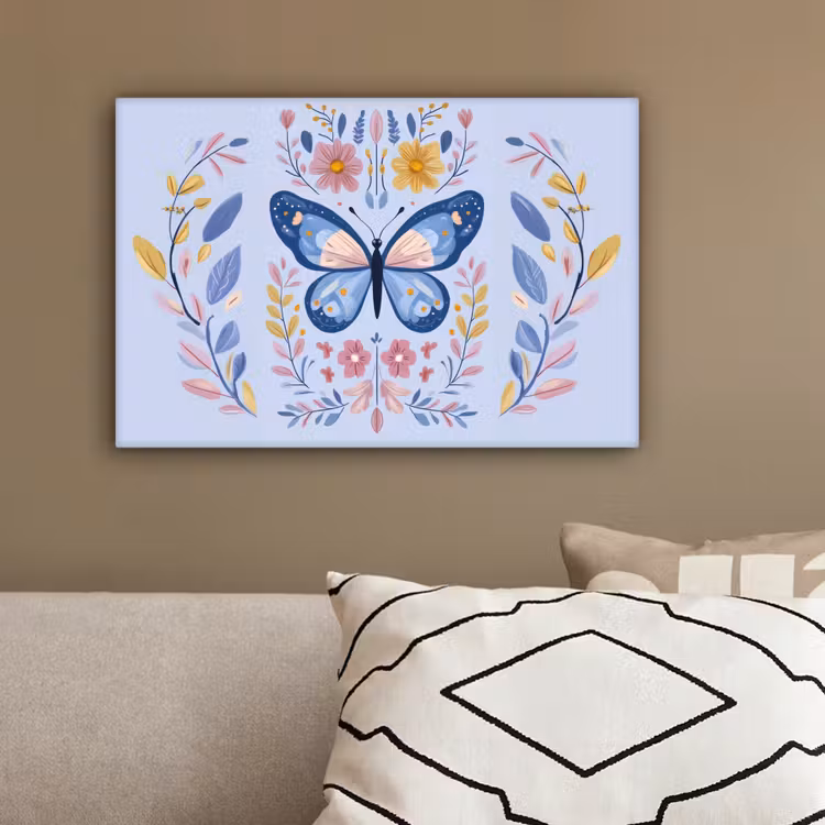 Vlinder - Lichtblauw - Sierlijk - Bloemen canvas 2cm klein -sfeer3