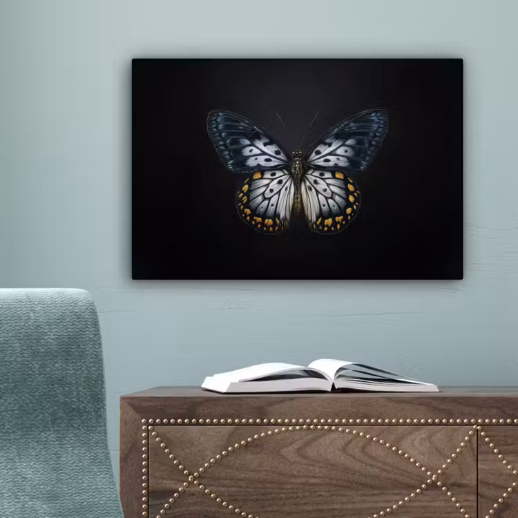 Vlinder - Monochroom - Balans canvas 2cm klein -sfeer4
