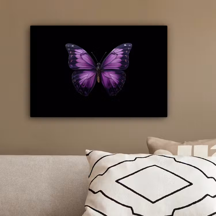 Vlinder - Paars - Levendig canvas 2cm klein -sfeer3