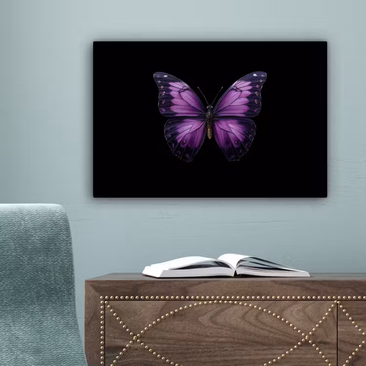 Vlinder - Paars - Levendig canvas 2cm klein -sfeer4