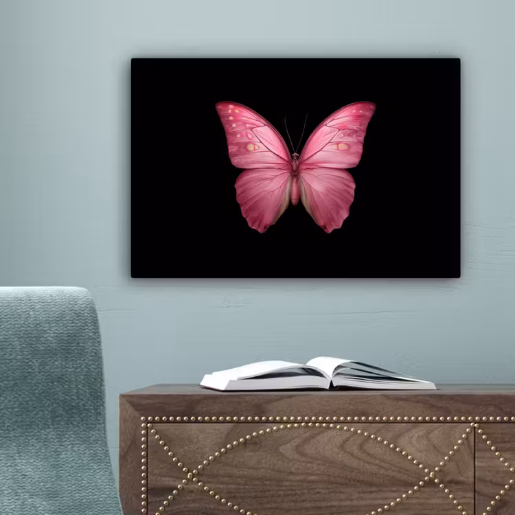 Vlinder - roze - Elegant canvas 2cm klein -sfeer4