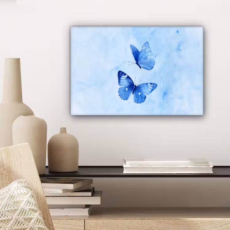 Vlinders - Sierlijk - Blauw canvas 2cm klein -sfeer6