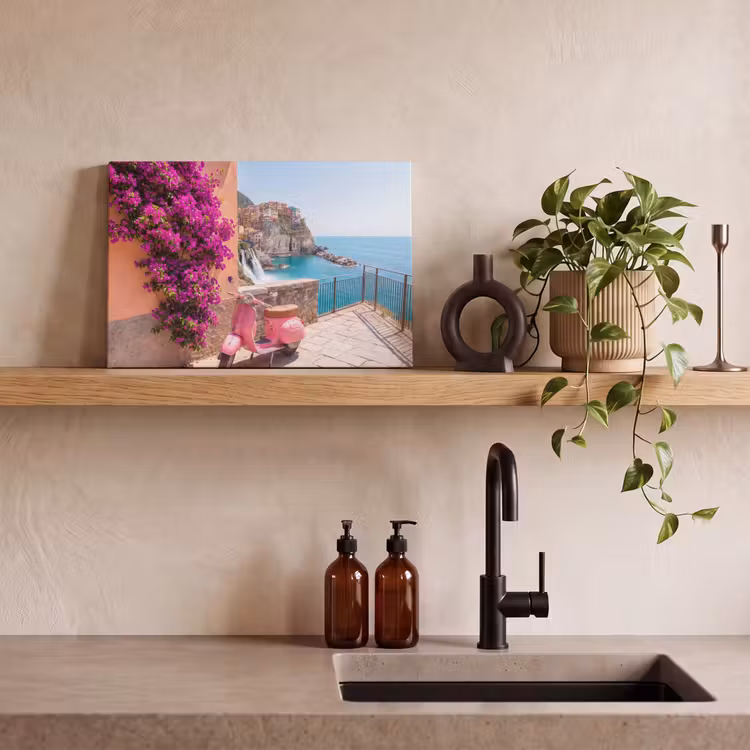 Voertuig - Roze - Kust - Zomer - Reizen canvas 2cm klein -sfeer3