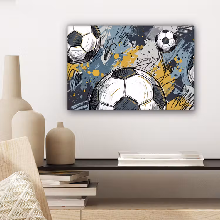 Voetbal - Abstract - Sport - Kleurrijk canvas 2cm klein -sfeer6