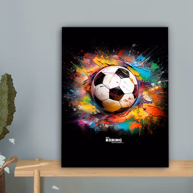 Voetbal omringd door verfklodders canvas 2cm klein -sfeer4