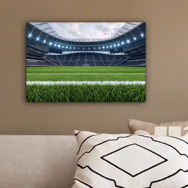Voetbal - Stadion - Sport - Groen canvas 2cm klein -sfeer3