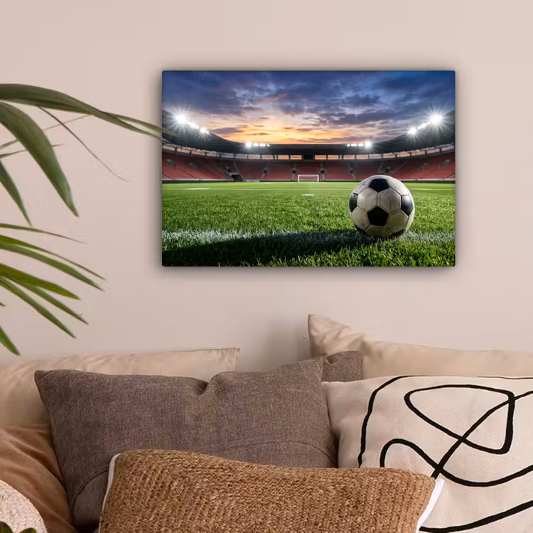 Voetbal - Stadion - Sport - Groen canvas 2cm klein -sfeer1