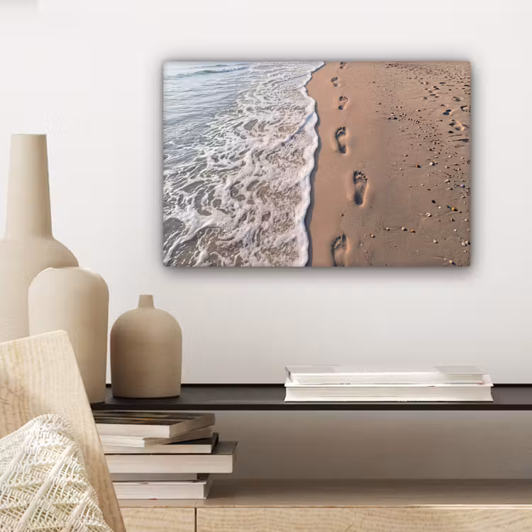 Voetstappen - Vloedlijn - Zee canvas 2cm klein -sfeer6
