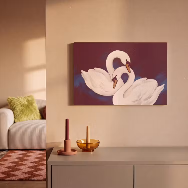 Vogel - Koppel - Liefde - Abstract - Wit canvas 2cm klein -sfeer1