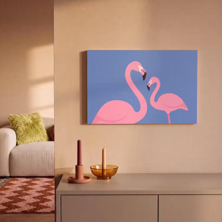 Vogel - Paar - Dieren - Modern - Roze canvas 2cm klein -sfeer1