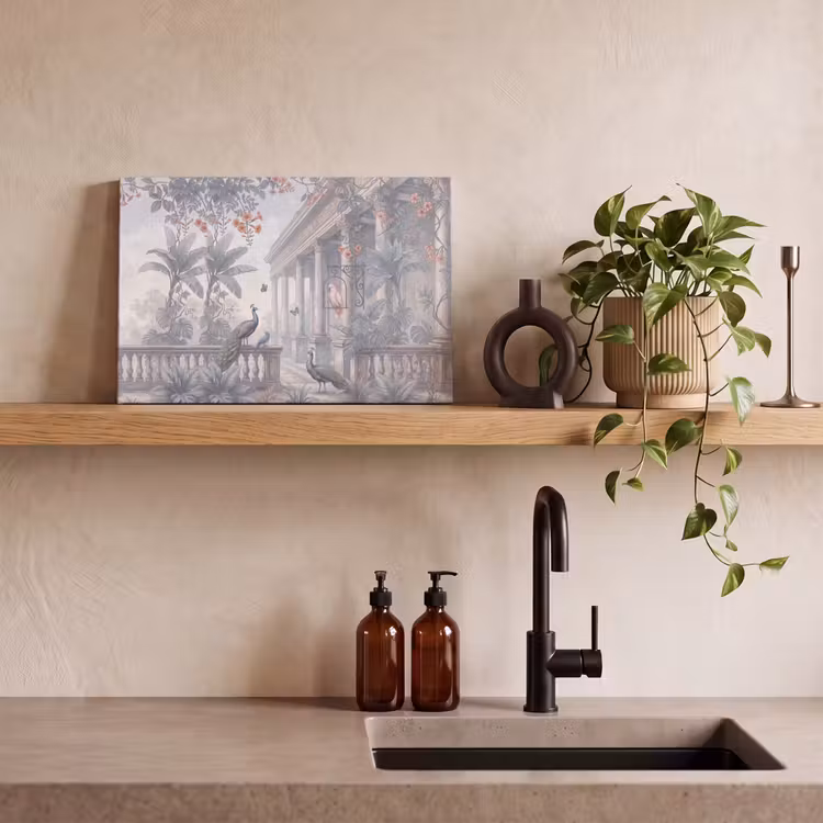 Vogel - Pauw - Architectuur - Klassiek - Groen canvas 2cm klein -sfeer3