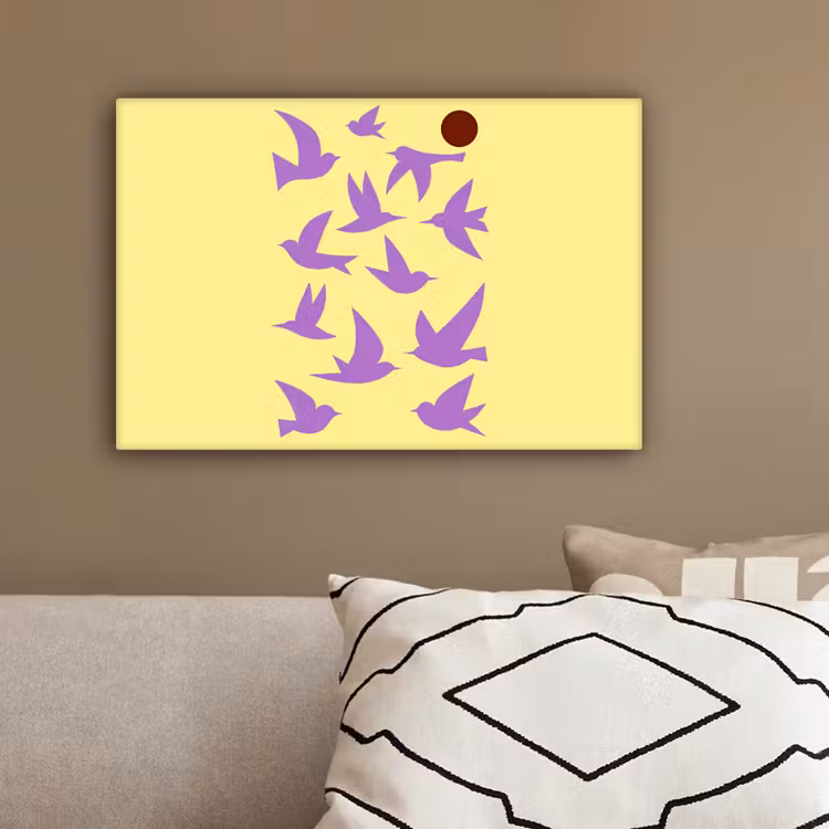 Vogels - Cirkel - Geel - Beweging canvas 2cm klein -sfeer3