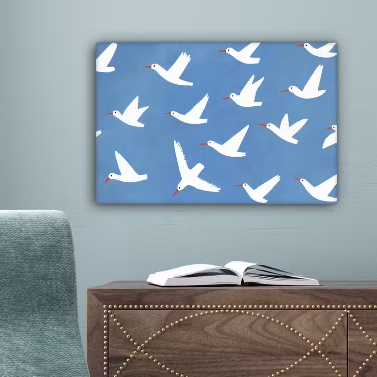 Vogels - Wit - Patroon canvas 2cm klein -sfeer4