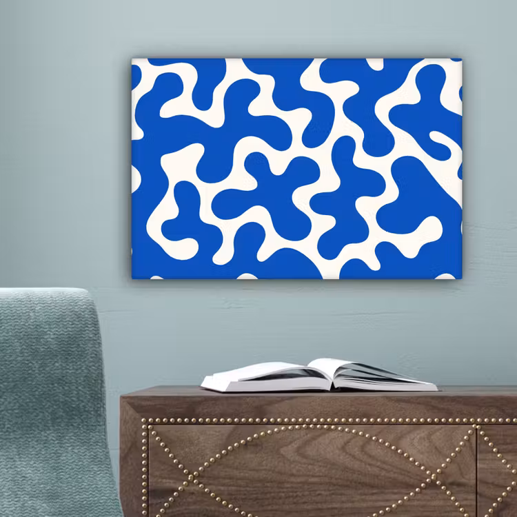 Vormen - Abstract - Blauw - Golven canvas 2cm klein -sfeer4