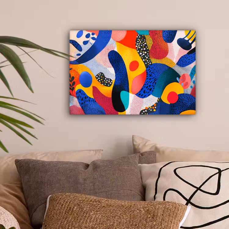Vormen - Abstract - Stippels - Blauw canvas 2cm klein -sfeer1