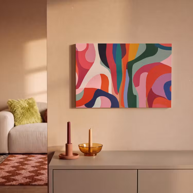 Vormen - Bochten - Kleurrijk - Abstract canvas 2cm klein -sfeer1