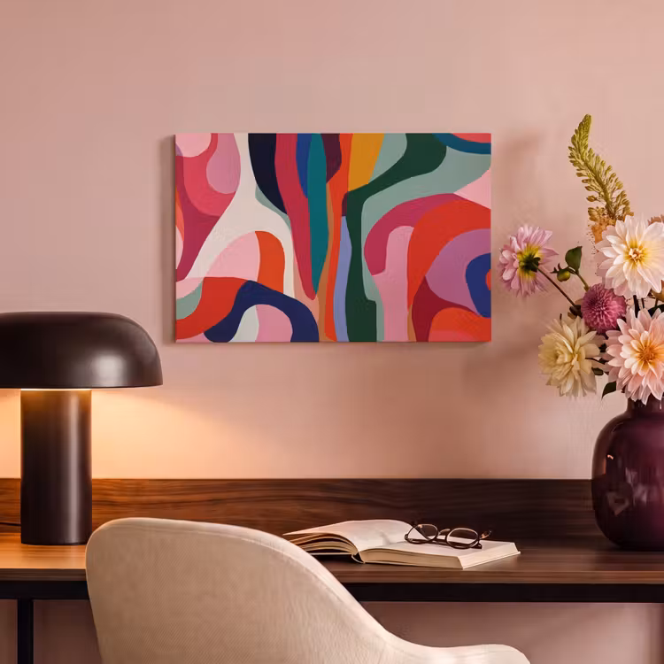 Vormen - Bochten - Kleurrijk - Abstract canvas 2cm klein -sfeer4