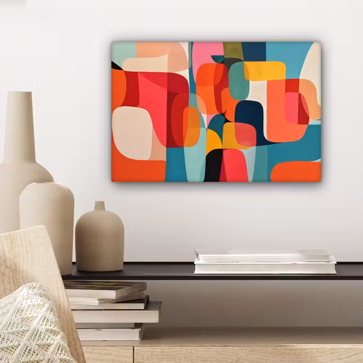 Vormen - Kleurrijk - Abstract - Vlakken canvas 2cm klein -sfeer6