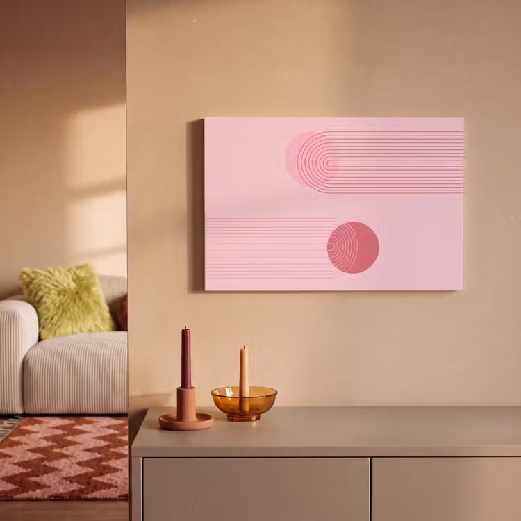 Vormen - Lijnen - Minimalistisch - Roze canvas 2cm klein -sfeer1
