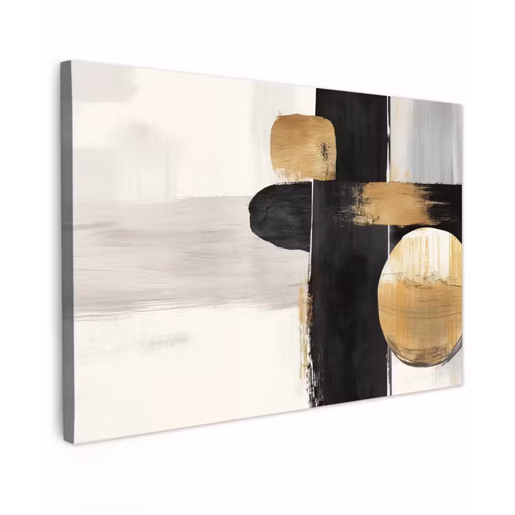 Vormen - Penseelstreken - Abstract - Goud canvas 2cm klein -z3d