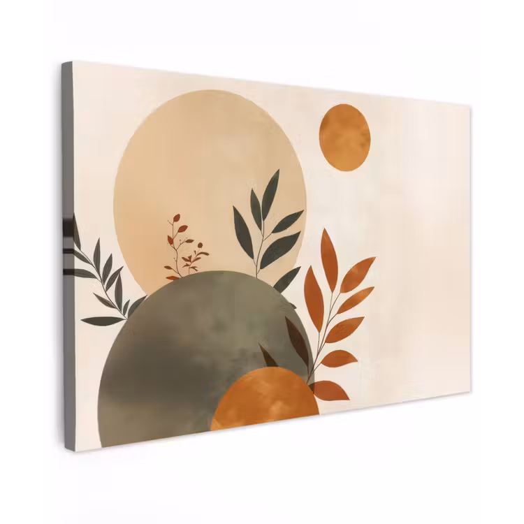 Vormen - Rond - Bladeren - Beige canvas 2cm klein -z3d