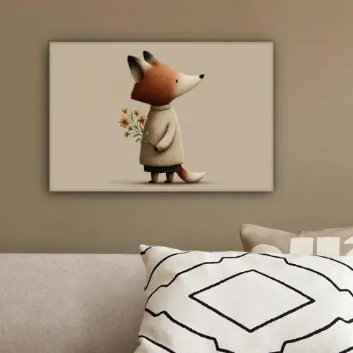Vos - Gele bloemen - Minimalistisch canvas 2cm klein -sfeer3