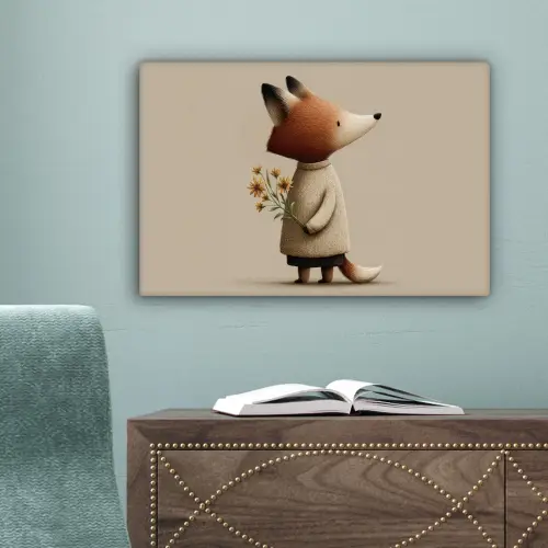 Vos - Gele bloemen - Minimalistisch canvas 2cm klein -sfeer4