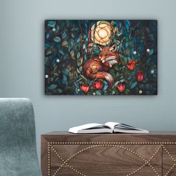 Vos - Mozaïek - Bos - Maan canvas 2cm klein -sfeer4