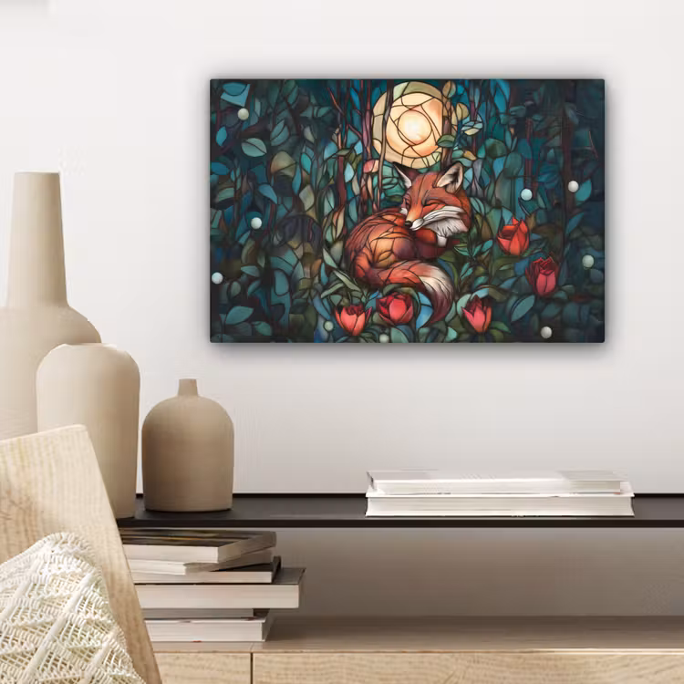Vos - Mozaïek - Bos - Maan canvas 2cm klein -sfeer6