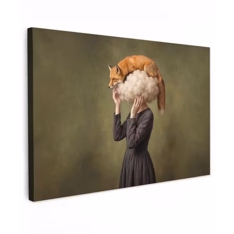 Vos - Surrealistisch - Groen canvas 2cm klein -z3d