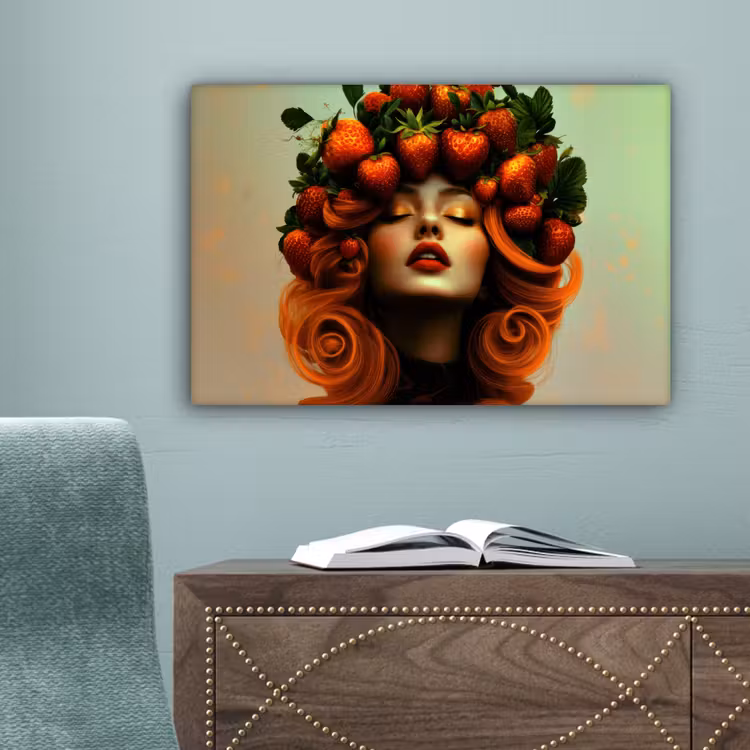 Vrouw - Aardbeien - Kroon canvas 2cm klein -sfeer4