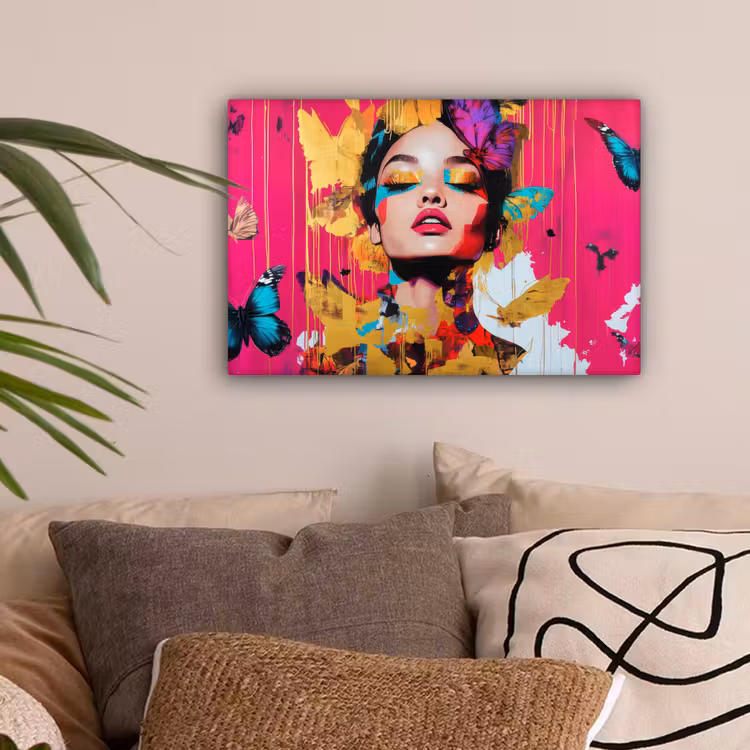 Vrouw - Abstract - Kleurrijk canvas 2cm klein -sfeer1