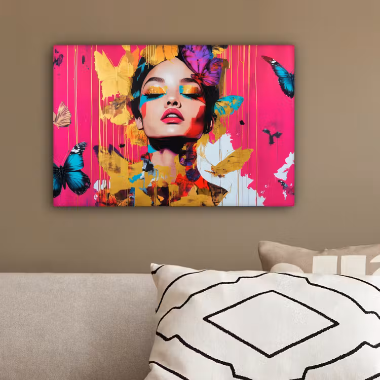 Vrouw - Abstract - Kleurrijk canvas 2cm klein -sfeer3