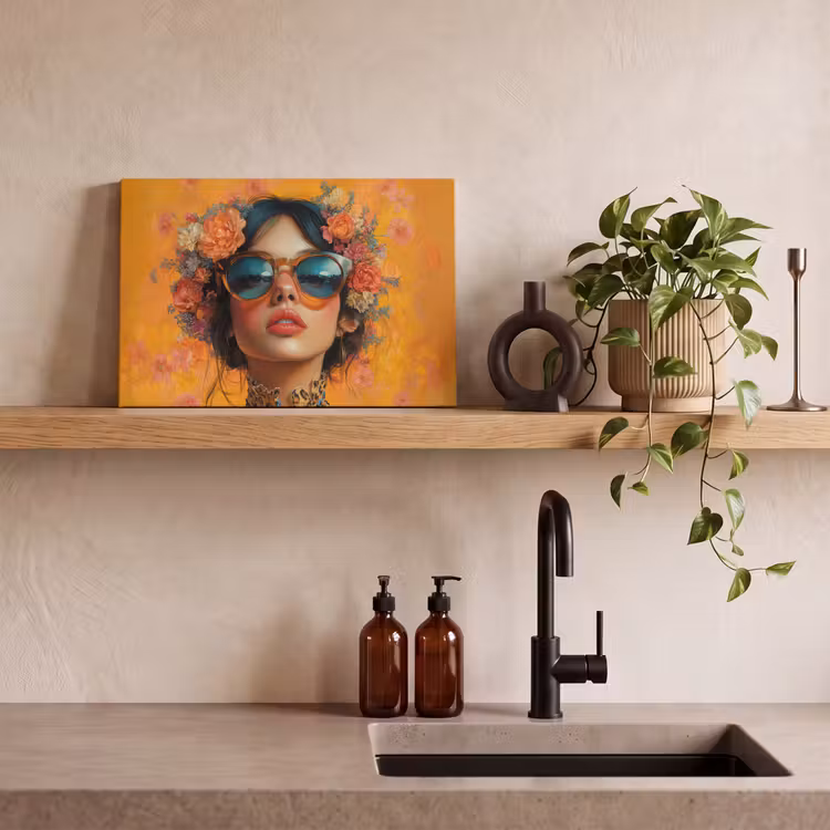 Vrouw - Bloemen - Aesthetic - Oranje canvas 2cm klein -sfeer3