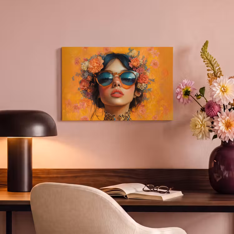 Vrouw - Bloemen - Aesthetic - Oranje canvas 2cm klein -sfeer4