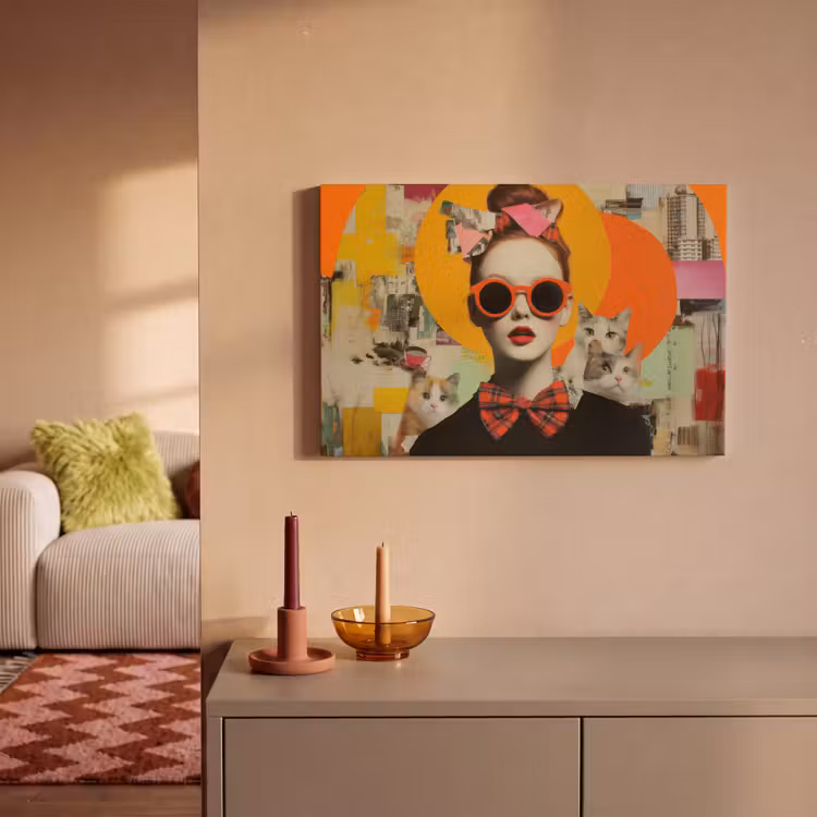 Vrouw - Bril - Strik - Retro canvas 2cm klein -sfeer1
