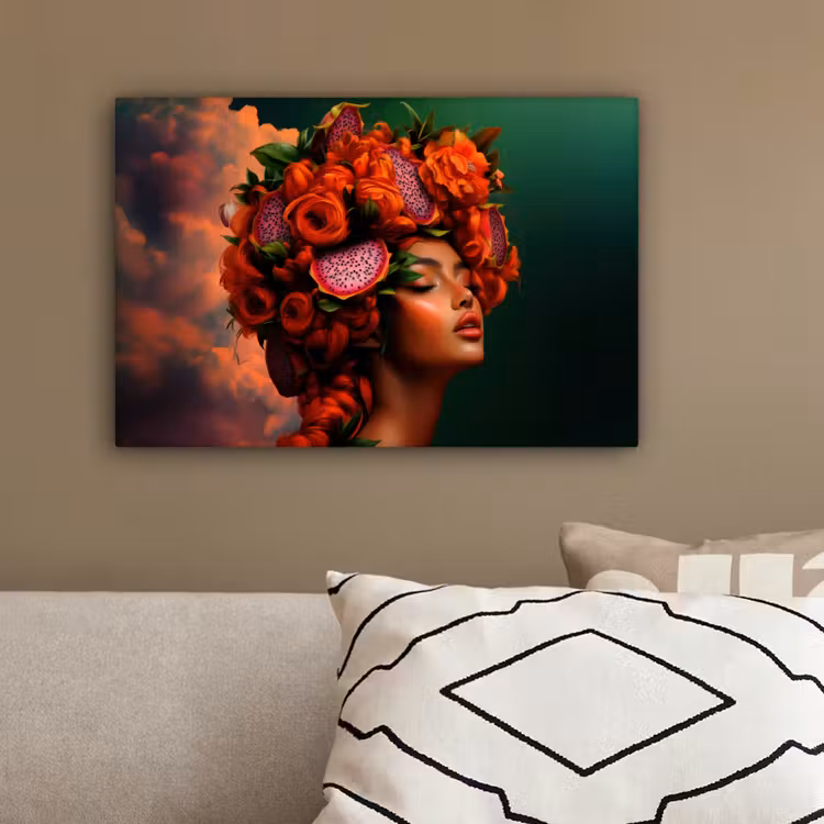 Vrouw - Drankenfruit - Rozen canvas 2cm klein -sfeer3