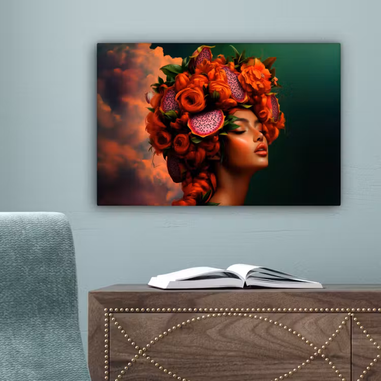 Vrouw - Drankenfruit - Rozen canvas 2cm klein -sfeer4
