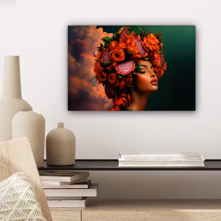 Vrouw - Drankenfruit - Rozen canvas 2cm klein -sfeer6