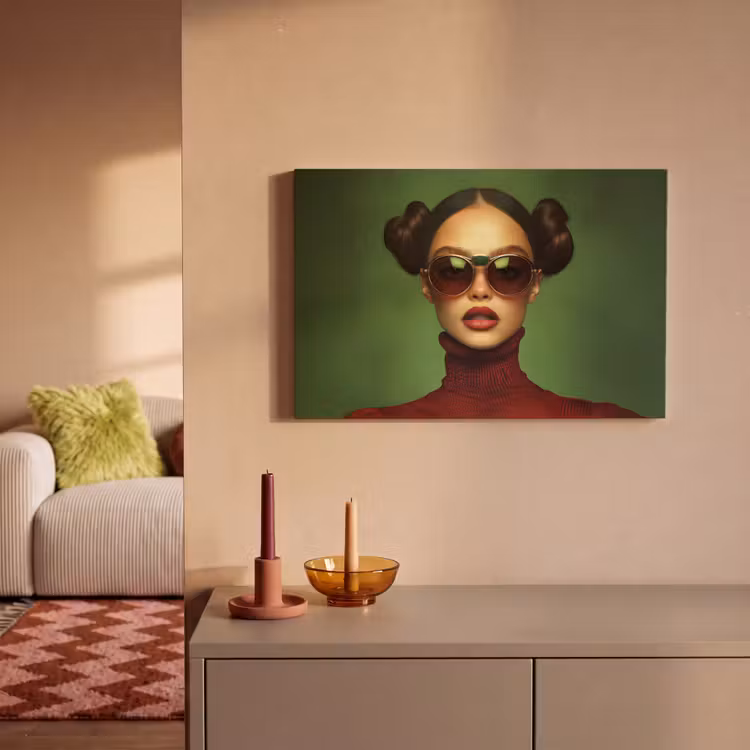 Vrouw - Groen - Bril - Aesthetic - Modern canvas 2cm klein -sfeer1