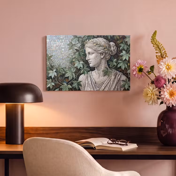 Vrouw - Klassiek - Mozaiëk - Natuur - Groen canvas 2cm klein -sfeer4