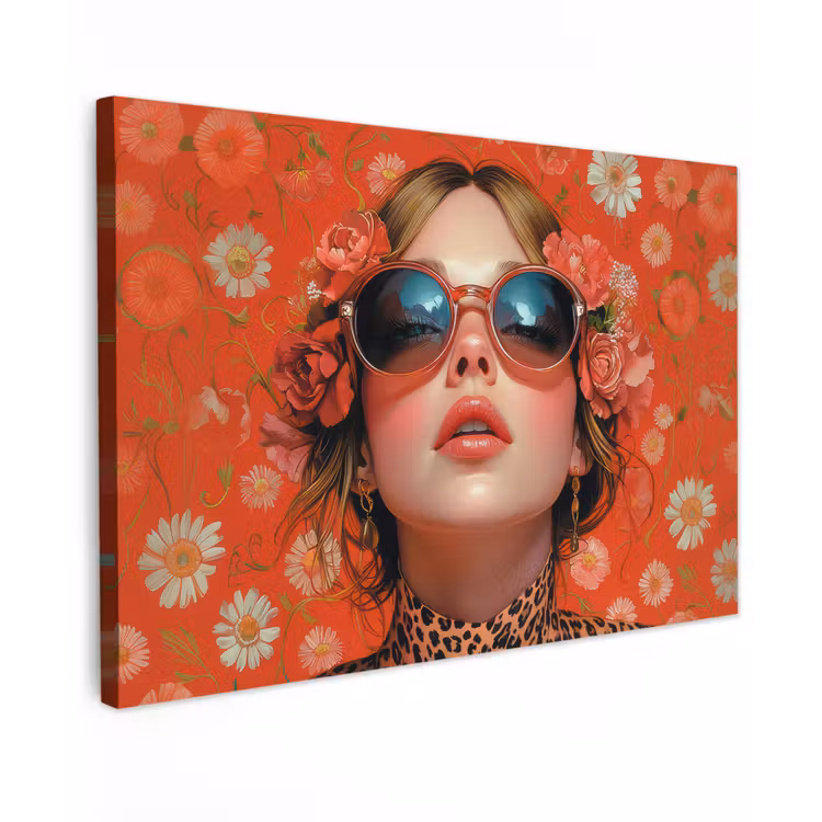 Vrouw - Kleurrijk - Dierenprint - Bloemen canvas 2cm klein -z3d