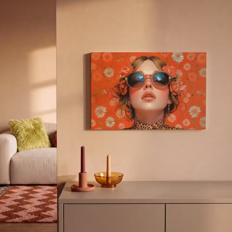 Vrouw - Kleurrijk - Dierenprint - Bloemen canvas 2cm klein -sfeer1