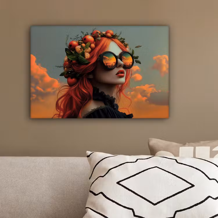 Vrouw - Kroon - Tomaat - Bascilicum - Zonnebril canvas 2cm klein -sfeer3