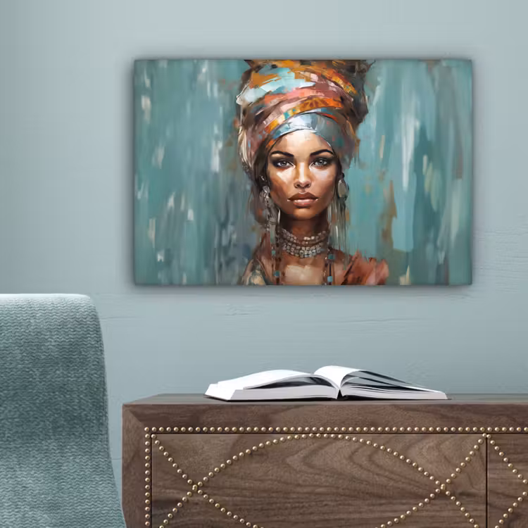 Vrouw - Kunst - Sieraden - Portret canvas 2cm klein -sfeer4