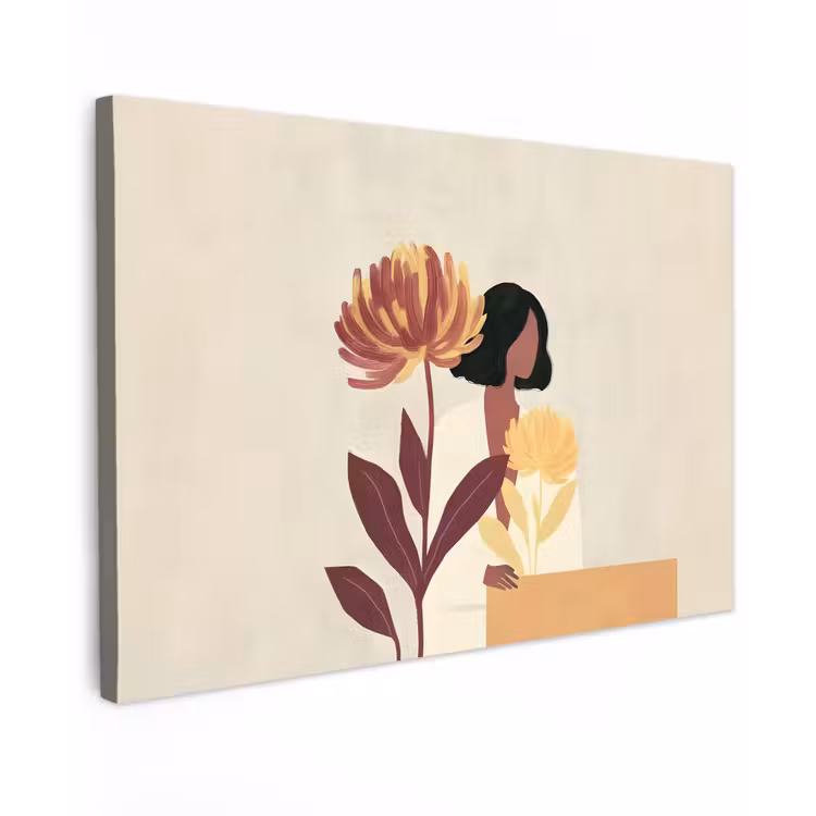 Vrouw - Minimalistisch - Bloem canvas 2cm klein -z3d