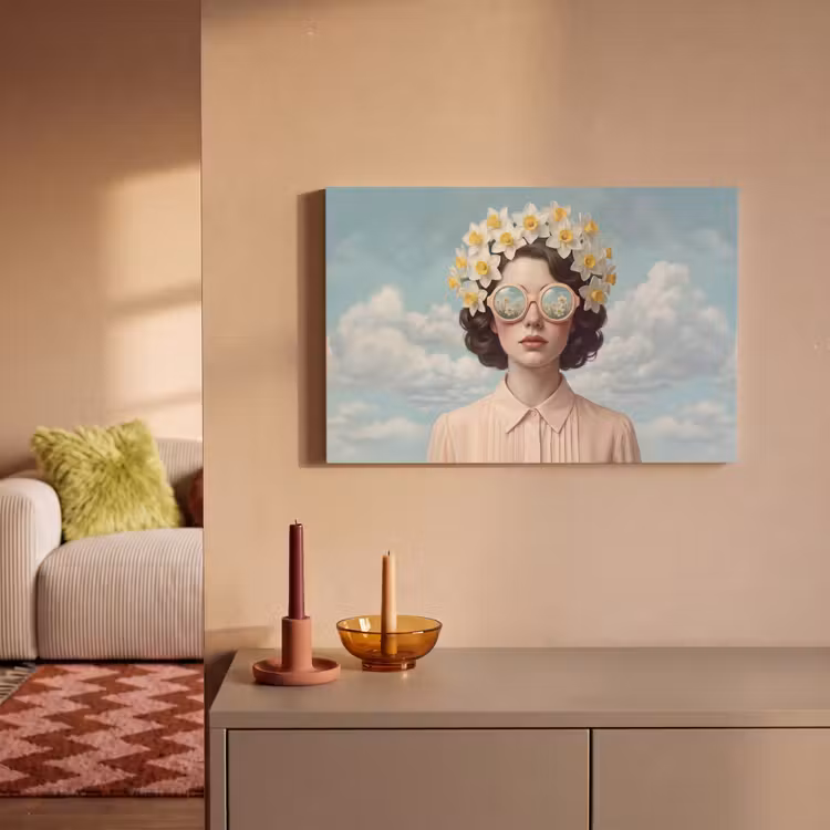 Vrouw - Narcissen - Geel canvas 2cm klein -sfeer1