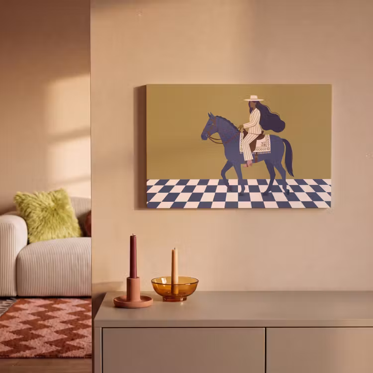 Vrouw - Paard - Rijden - Modern - Abstract canvas 2cm klein -sfeer1